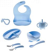 Miyoumi Силиконовый набор для кормления, 9 предметов / цвет Baby Blue (голубой)					