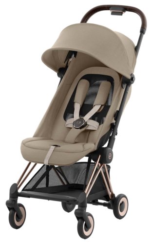 Cybex Прогулочная коляска Coya с дождевиком / цвет Cozy Beige (бежевый), рама Rosegold (розовое золото)